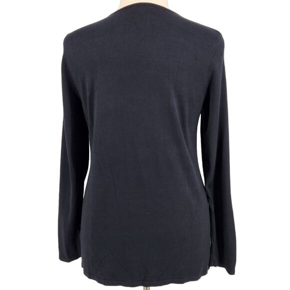 Jason Wu  V-Neck Sweater w/ Beaded Detail Size Large Black - Picture 6 of 7